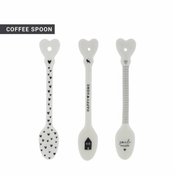 Coffee spoon hearts/stripes/happy home 14cm