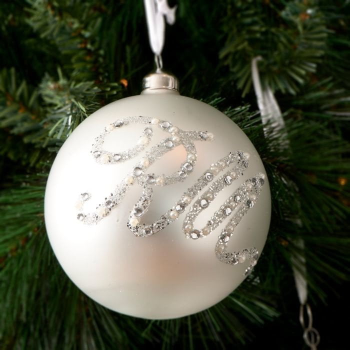 Glittering RM Ornament white Dia 12