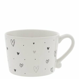 NEW Cup White /Hearts overall Black/Naturel 10x8x7cm