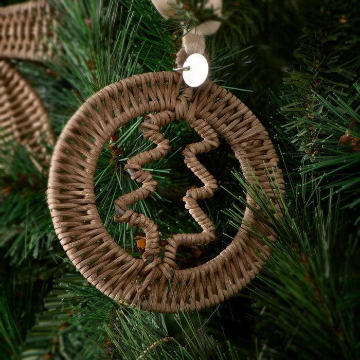 Rustic Rattan Christmas Tree Decoration Hanger