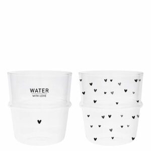 Bastion Collections waterglas - zwart Hearts of Water